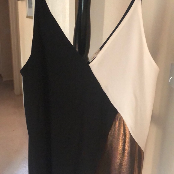 Zara black/white/bronze color block top - Picture 2 of 2